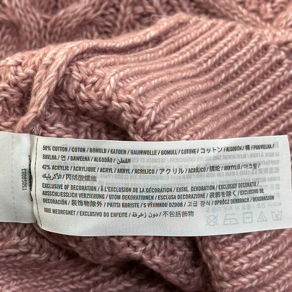 Abercrombie & Fitch Pink Chunky Cable Knit Cotton Sweater Womens Sz XS Mock Neck - Picture 8 of 10